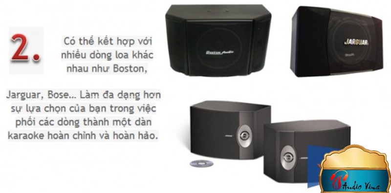 Ampli arirang dễ dàng kết hợp với các dòng loa karaoke