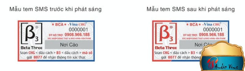 Loa Beta Three thật xác thực qua đèn tia cực tím